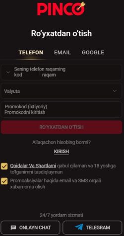 pinko ro‘yxatdan